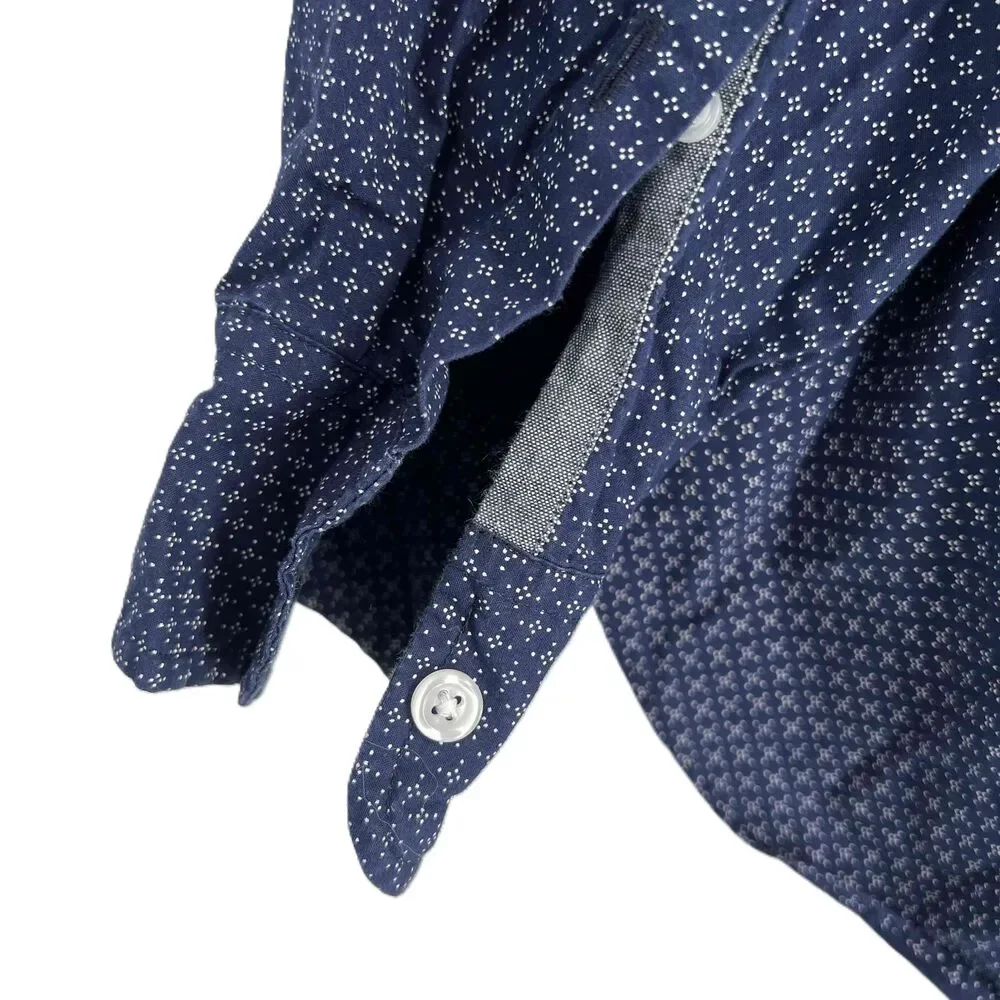 J. Crew Blue White Pattern Slim Fit Button Down Shirt Long Sleeve Mens Medium‎